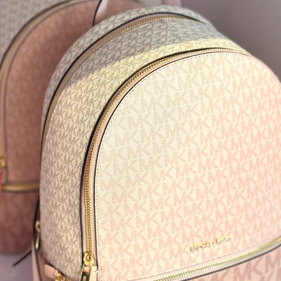 Michael Kors Rhea Medium Color-Block Signature Logo Backpack Powder Blush Multi - Picture 5 of 10
